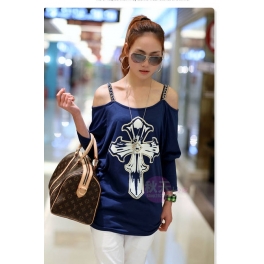 blouse wanita gambar salib T969