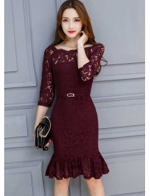 midi dress brukat D4634