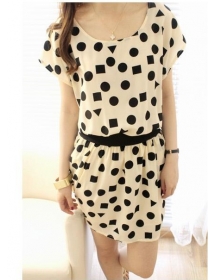 dress motif polkadot kotak D841