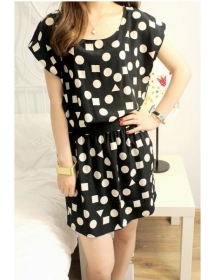 dress motif polkadot kotak D842