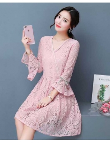 dress brukat korea D4806