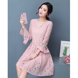 dress brukat korea D4806