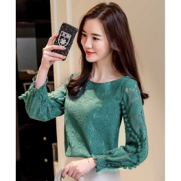 blouse brukat lengan panjang T4499