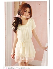 dress chiffon import D866