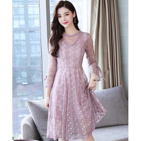 dress brukat korea D5444