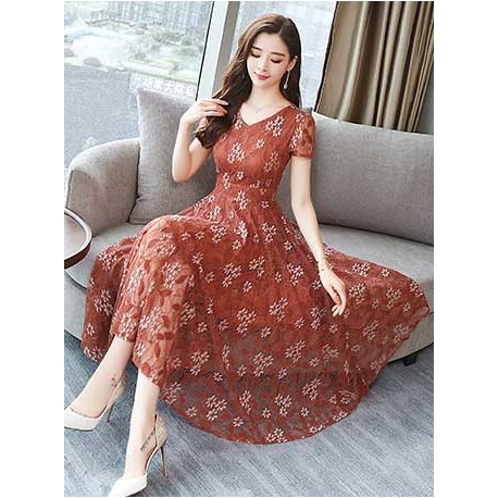 midi dress brukat korea D5473