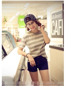 blouse wanita motif salur T1134