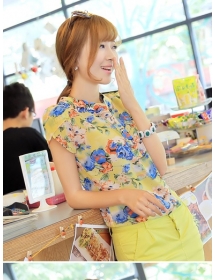 blouse wanita korea corak bunga T1159