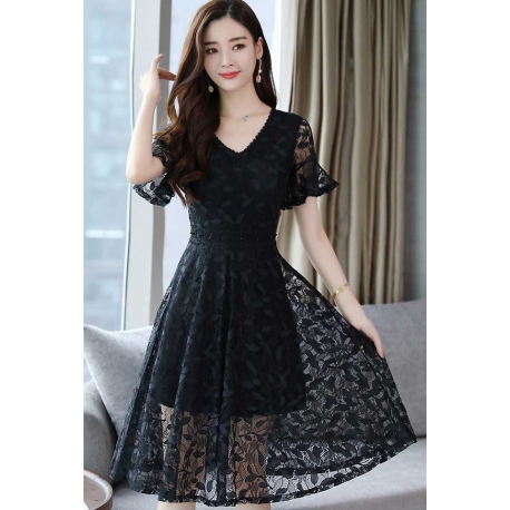 midi dress brukat korea D5574