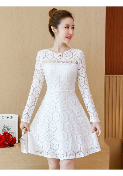 dress brukat lengan panjang D5589