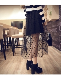 rok panjang motif polkadot T1179