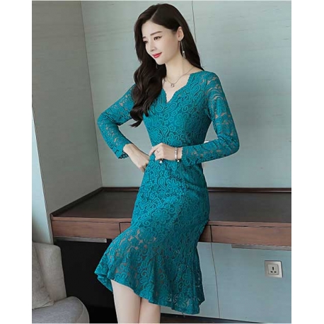 dress brukat korea D5616