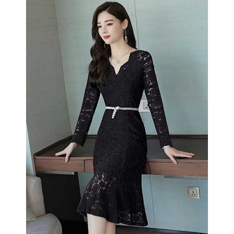 dress brukat korea D5618