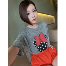 baju setelan mickey ribbon T1194