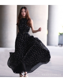 long dress polkadot D969