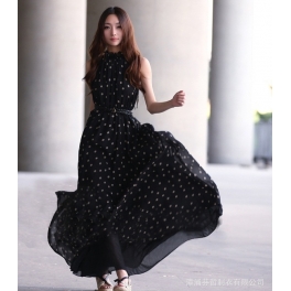 long dress polkadot D969