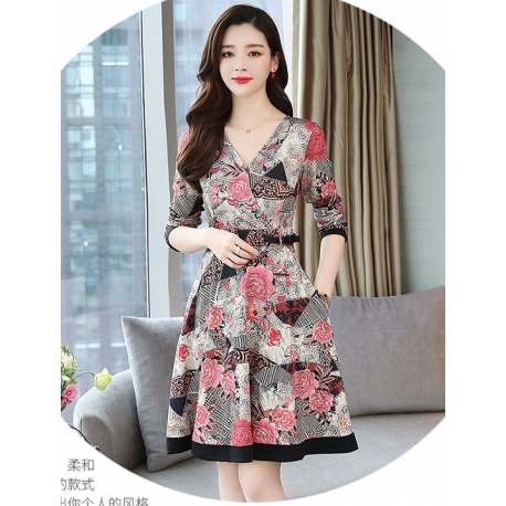 dress batik korea D5663