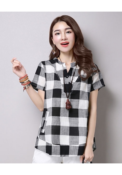 blouse kotak kotak import T5330