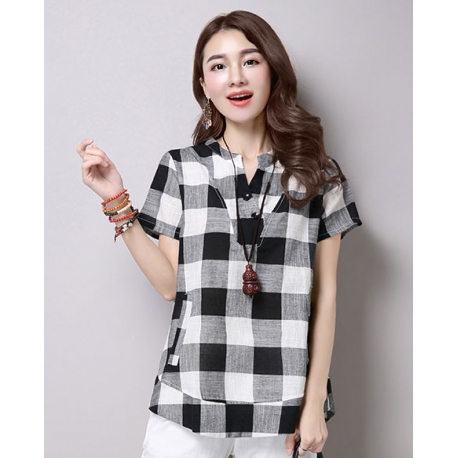 blouse kotak kotak import T5330