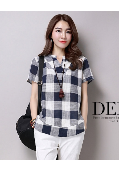 blouse kotak kotak import T5330