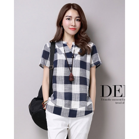 blouse kotak kotak import T5330