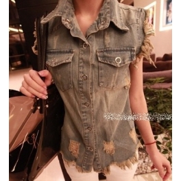 jaket denim tanpa lengan T1221