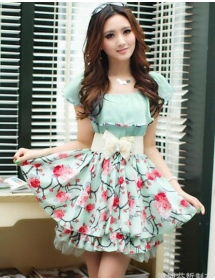 dress wanita motif bunga D1009