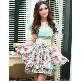 dress wanita motif bunga D1009