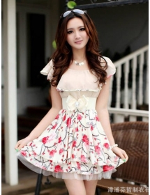 dress wanita motif bunga D1011