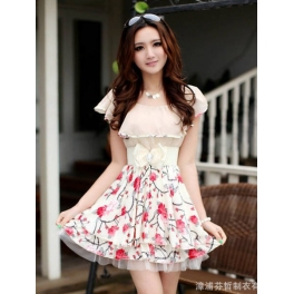 dress wanita motif bunga D1011