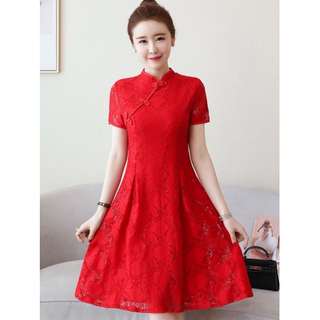 dress cheongsam brukat import D5855