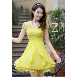 dress pesta korea model brukat D1039