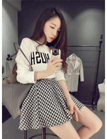 rok wanita motif houndstooth T952