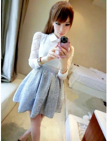 dress pesta model korea lengan panjang D1051