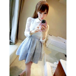 dress pesta model korea lengan panjang D1051