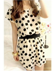 dress wanita motif polkadot D1082