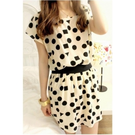 dress wanita motif polkadot D1082