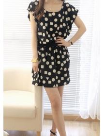 dress wanita motif polkadot D1083