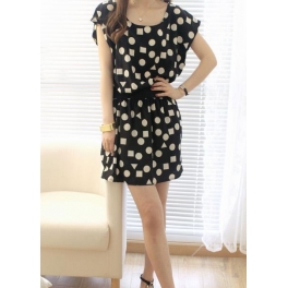 dress wanita motif polkadot D1083