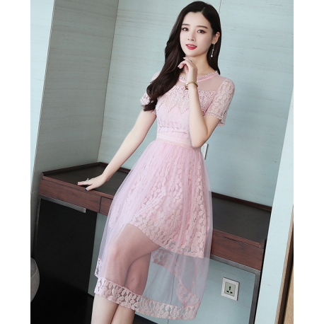 dress brukat korea d6028