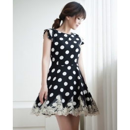 dress wanita motif polkadot D1093