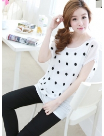 blouse wanita motif polkadot T1359