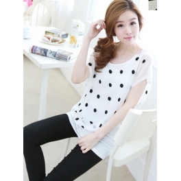 blouse wanita motif polkadot T1359