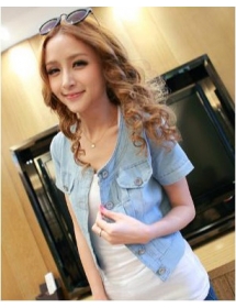 jaket denim lengan pendek T1373