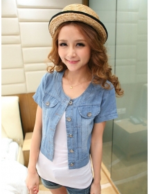 jaket denim lengan pendek T1374