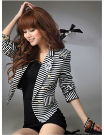 blazer wanita motif salur T1383