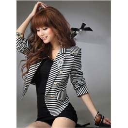 blazer wanita motif salur T1383