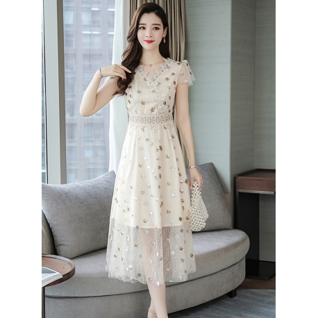 dress brukat korea D6136