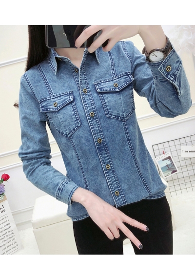 kemeja denim lengan panjang T5871