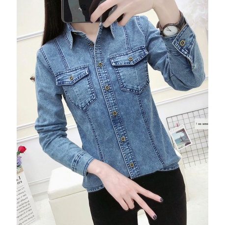 kemeja denim lengan panjang T5871